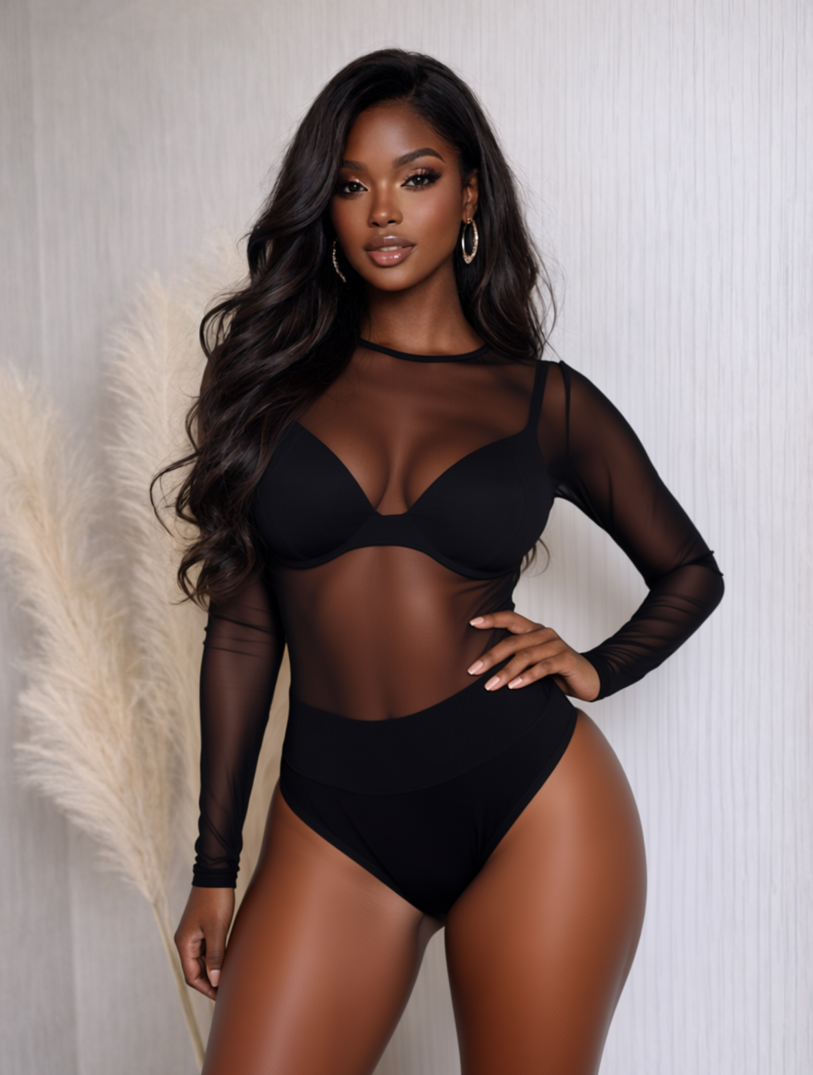 J4558P - MESH LS BODYSUIT - Pioneer Apparel