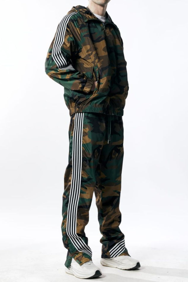 KND-KD2110SET-Stripe Nylon Zip Hoodie Set - Pioneer Apparel